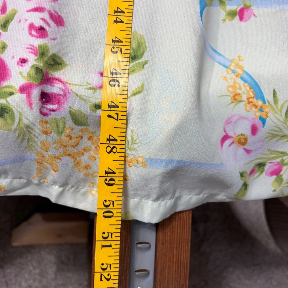 Oscar de la Renta Pink Label Floral Robe and Nightgown Set Mint Green Large XL